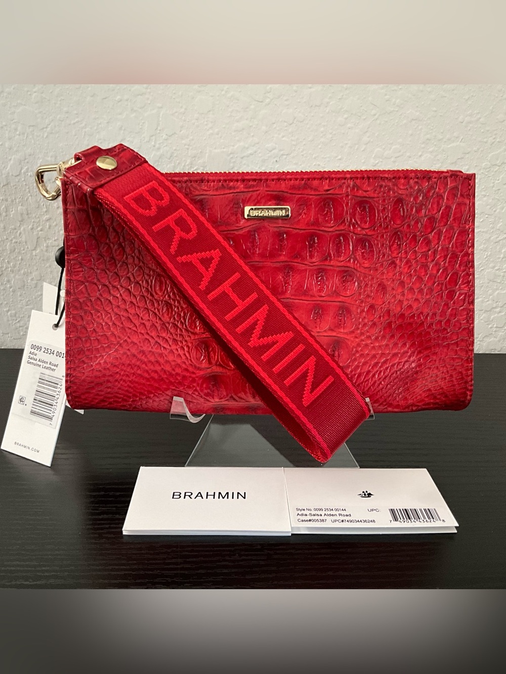 Brahmin Adia SALSA ALDEN ROAD Soft Leather Wristlet Cosmetic Bag WEye